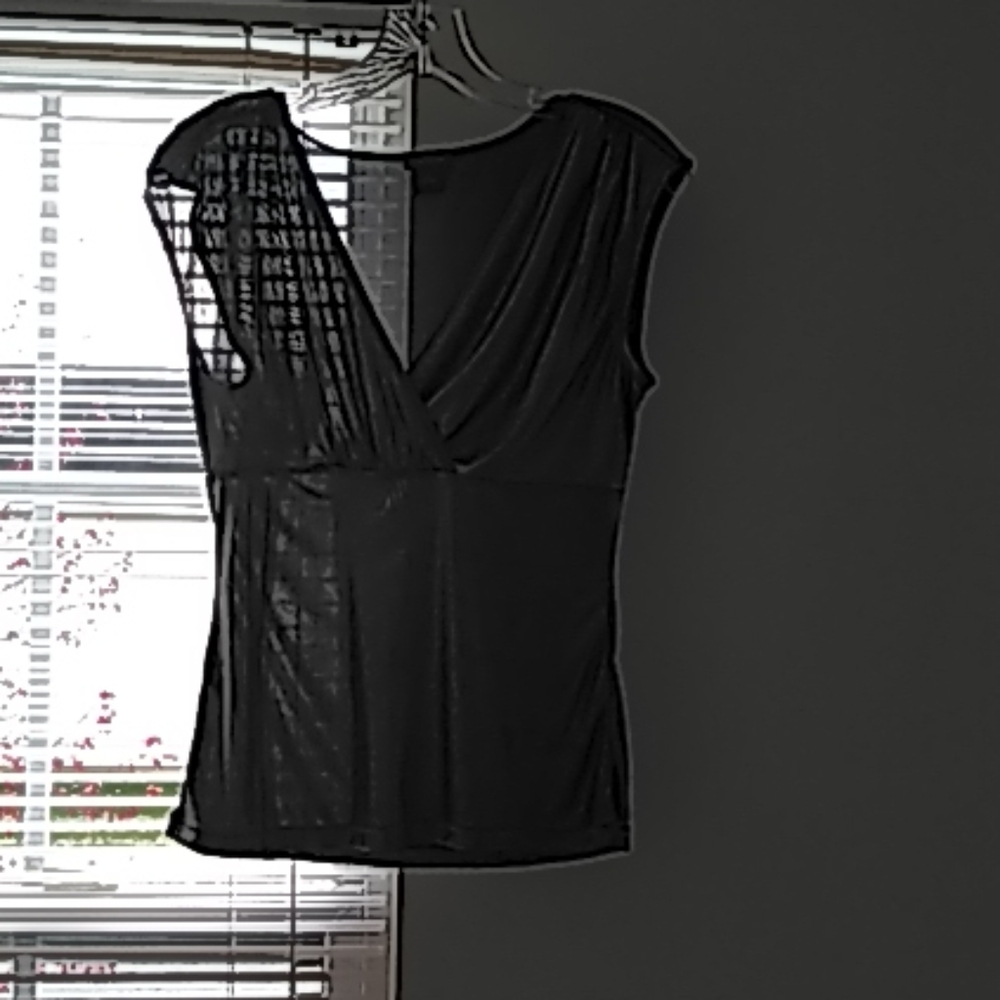 Ann Taylor Gray/silver sheer sleeveless top